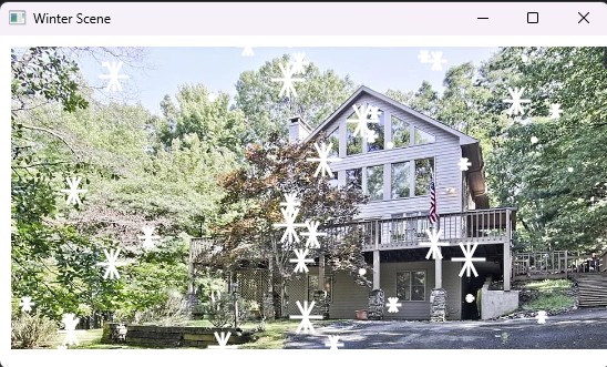 A house with snowflakes